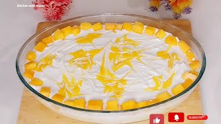 Mango Dessert  no bake mango cake  10 min mango milk cake by kitchen with Abida [upl. by Otila225]