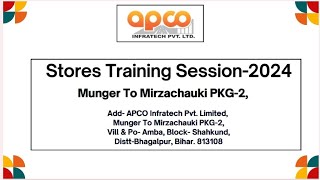 Apco Infratech Ltd Stores Training Session2024 At HO Vibhuti Khand Gomati Nagar Lucknow stores [upl. by Libby347]