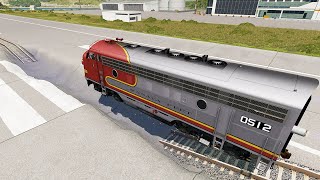 Giant Pothole Against Trains  BeamNG Drive  Dancing Cars [upl. by Mccomb]