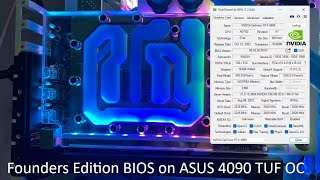 nVidia 4090 Founders Edition BIOS flashed to ASUS 4090 TUF OC with nvflashk [upl. by Ahsaeym427]