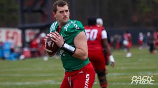 NC State QB Grayson McCall talks start of Spring Camp creating chemistry within the offense [upl. by Ahsinwad]