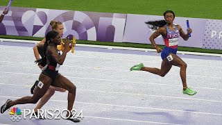 Sha’Carri Richardsons blistering comefrombehind anchor leg ices 4x100m gold  Paris Olympics [upl. by Saba110]