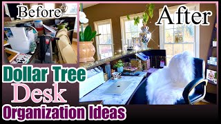 Desk Makeover  Dollar Tree Organization DIYS [upl. by Nitsej]