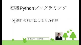 初級Pythonプログラミング⑩例外の利用による入力処理 [upl. by Demah]