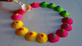 Very Easy Ganesh Chaturthi Rangoli designs  48 Satisfying video  Sand art [upl. by Ahrat]