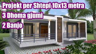 Plan per Shtepi 10x13 metra  3 Dhoma gjumi  2 Banjo  Arkitekti Online [upl. by Marilin]