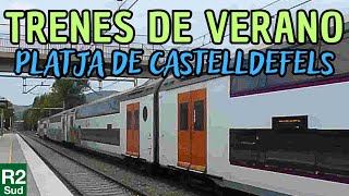 RODALIES RENFE R2 SUD PLATJA DE CASTELLDEFELS Más trenes en verano [upl. by Ijat]