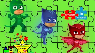 PJ MASKS GEKKO OWLETTE CATBOY puzzle learn spanish rompecabeza aprende ingles [upl. by Searby]