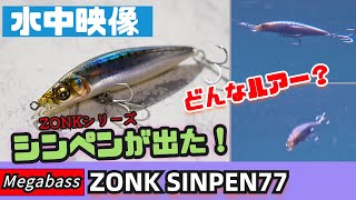 【水中映像】メガバス秋の新作ゾンクシンペン77！ZONKシリーズからシーバス用シンキングペンシル登場！【Megabass】 [upl. by Aielam]