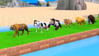 Cartoon Cow Mammoth Elephant Gorilla leone Tiger Wild Animals MonkeyTransliterat [upl. by Yaya460]