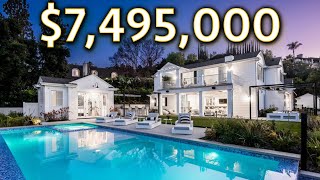 Touring a 7495000 ENCINO Mansion with 300 Ft Private Driveway [upl. by Aitsirk]