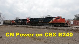 CN Power in Alabama  CSX B240 Potash Train with Canadian National ET44AC Pair 3124 amp 3261 [upl. by Pulsifer]