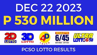 Lotto Result December 22 2023 9pm PCSO [upl. by Limay]