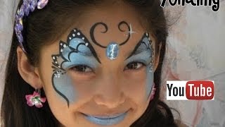 PINTACARITAS DE MARIPOSA AZUL FACEPAINTING BLUE BUTTERFLY [upl. by Hermes]