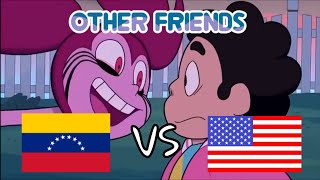 COMPARACION INGLES Y ESPAÑOL LATINO musica tus amigos conocersteven universe the movie [upl. by Eugor392]