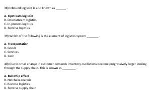 Logistics amp Supply Chain Management MCQS Part 2 [upl. by Vannie]