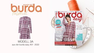 Nähanleitung Nähen mit burda – trendiges Wickelkleid Modell 3A  burda easy 122 5943 [upl. by Lucas]