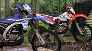 2015 KTM 250EXCF vs 2015 Yamaha WR250F [upl. by Rennane952]