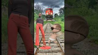 Funny train vs sand sculpture special effects on the train driver half train vfx trending viral [upl. by Yhprum]