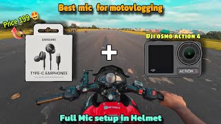 Dji osmo action 4 mic for motovlog  Helmet setup for motovlogging [upl. by Lezirg164]