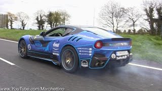 Ferrari F12 TDF Goes CRAZY Launches amp Burnouts [upl. by Schwarz]