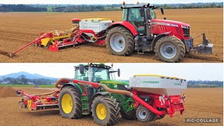 Aidan Wickham amp Sons Contracting  Sowing Spring Barley  John Deere 6215R  Massey Ferguson 7720S [upl. by Naz]