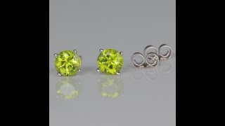 14K White Gold Round Brilliant Peridot Stud Earrings 102 Carats [upl. by Lombardy]