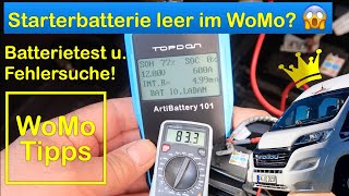 Starterbatterie leer im WoMo 😱 Batterie testen und Ruhestrom prüfen [upl. by Eidassac]