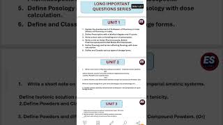 Pharmaceutics1 Important Questions shorts shortsvideo new treanding viralshorts [upl. by Acirderf]