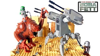 LEGO Star Wars Boba Fett riding Rancor vs droid MOC [upl. by Nosylla]