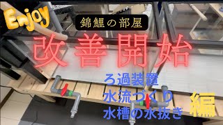 錦鯉の飼育部屋の飼育環境を改善していく！まず第一歩！！水換えがマジでしんどい💦 [upl. by Floyd]