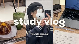 study vlog finals week pt 1 🏸 9PM library nights cafe study sessions  many flashcards [upl. by Beesley]