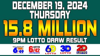 Lotto Result Today 9pm Draw December 19 2024  Super Lotto 649 Lotto 642 Swertres Ez2 [upl. by Mcgean]