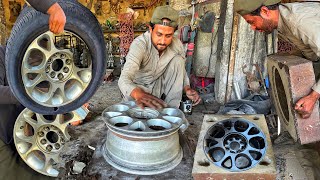 Rim broken due to high speed car hitting a pothole Complete procedure for making selfmade rim [upl. by Eastman]