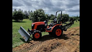 TrenchIT MT Trencher amp 6Way Blade on the Kubota B2601 Tractor [upl. by Florio816]