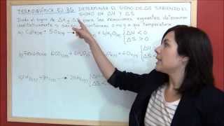 TERMOQUIMICA Ejercicio 35 Determinar signo de la energía libre sabiendo el de entropía y entalpía [upl. by Odnanref]