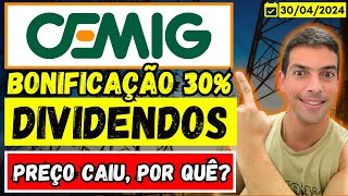 CEMIG URGENTE  POR QUE AS AÇÕES CAÍRAM DE PREÇO  BONIFICAÇÃO DE 30  DIVIDENDOS EM 2024  cmig4 [upl. by Matuag]