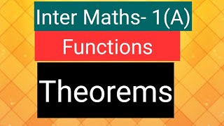 Inter Maths1A Functions  Theorems [upl. by Manup]