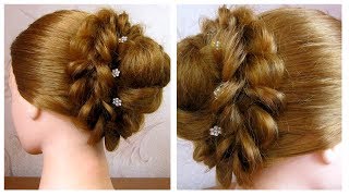 Chignon tressé facile ⭐︎ Сoiffure pour les fêtes soirée mariage ⭐︎ simple et rapide [upl. by Junno]