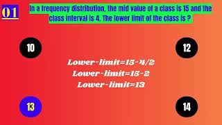 Class limits MCQs statistics MCQs mcqsquiz classlimit classlimits frequencydistribution [upl. by Aral116]