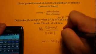 Calculating Molarity given grams and mL [upl. by Attenna768]