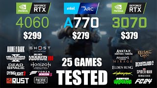 RTX 4060 8GB vs ARC A770 16GB vs RTX 3070 8GB  R9  7950X3D  1080p  25 Games Tested [upl. by Arsuy]