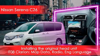 Nissan Serena C26conversion Japanese to English European radio navi maps Bluetooth time zone [upl. by Mellisent]