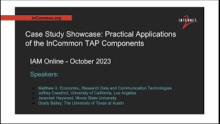 Case Study Showcase Practical Applications of the InCommon TAP Components October 2023 [upl. by Chrysler509]