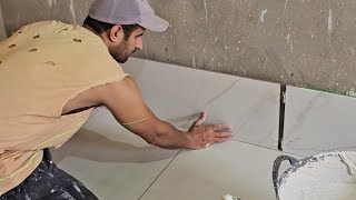 How to install this large ceramic tile wall in an amazing way [upl. by Louie765]