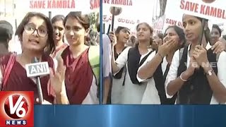 Karnataka Youth Protest Against Kambala Ban  V6 News [upl. by Aicirtap]