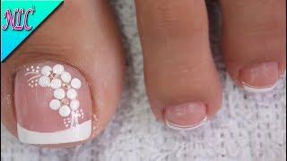 DISEÑO DE UÑAS PARA BODA PRINCIPIANTES Y SENCILLA  FLOWERS NAIL ART  NLC [upl. by Philpot]