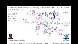 Chapter 3 Electrochemistry Sample Problem on Nernst Equation [upl. by Erdnaid]