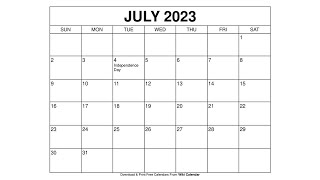 Free Printable July 2023 Calendar Templates With Holidays  Wiki Calendar [upl. by Eeruhs]