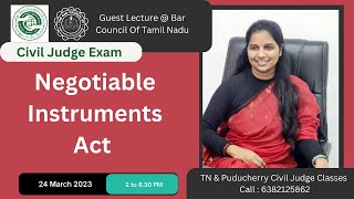 Negotiable Instruments Act with Previous year questions  Tamil Nadu judicial Service Classes [upl. by Secnirp8]